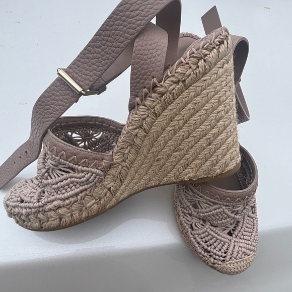 Valentino Shoes - Valentino Taupe Espadrille Wedges